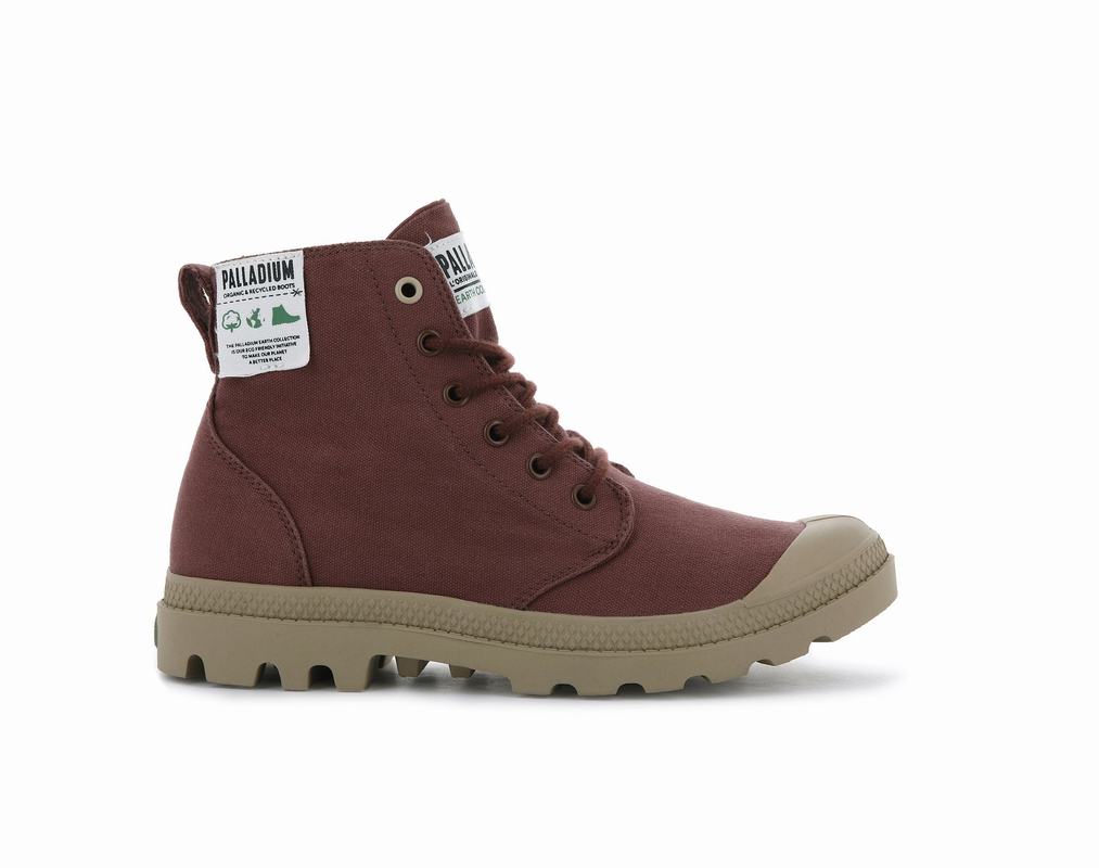 Palladium Pampa Hi Organic Women's Boots Dark Red (RAJW98472)